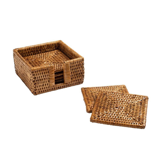 Rattan Square Coaster Set