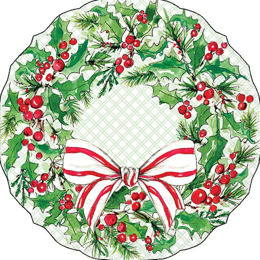 Holly Berry Wreath Luncheon Napkin