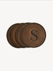 Monogrammed Leather Circle Coasters