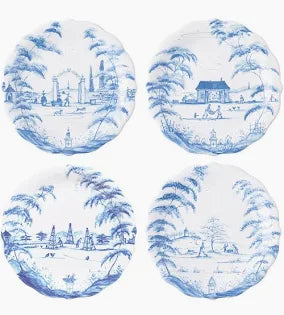 Country Estate Delft Blue Party Plate Set/4