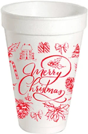 Red Merry Christmas Styrofoam Cups