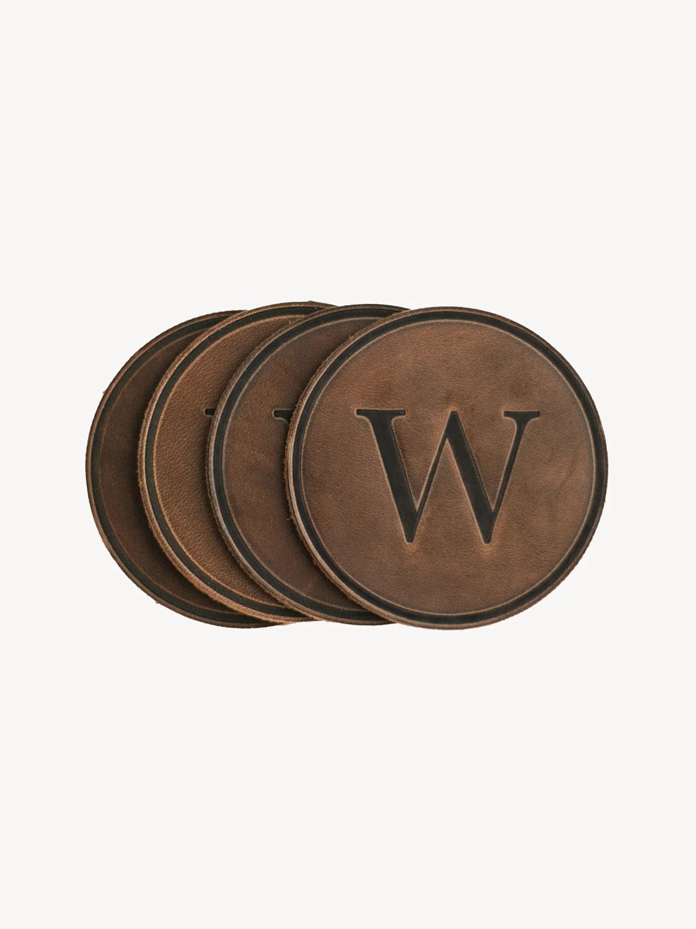 Monogrammed Leather Circle Coasters